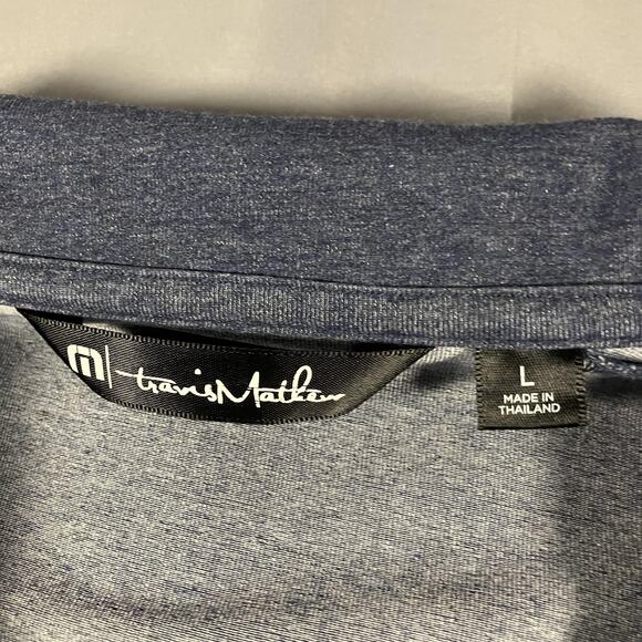 Travis Mathew Pullover Mens Large Blue Quarter Zip IFG Logo Golf Stretch Pockets - Picture 4 of 12